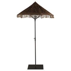 Antique Indian Brass and Silver Velvet Wedding Parasol Stand, 1920