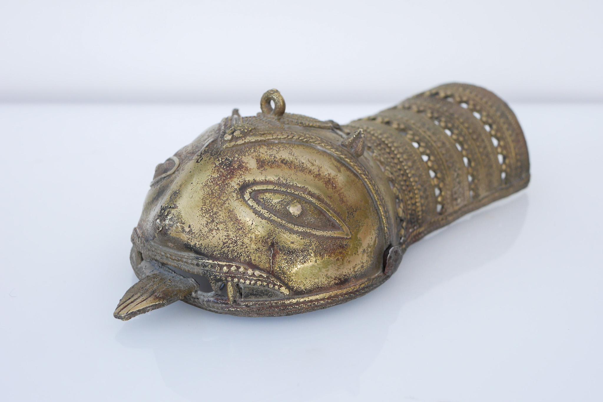 Agra Antique Indian Brass Dandpatta with fantastic Metal Work For Sale