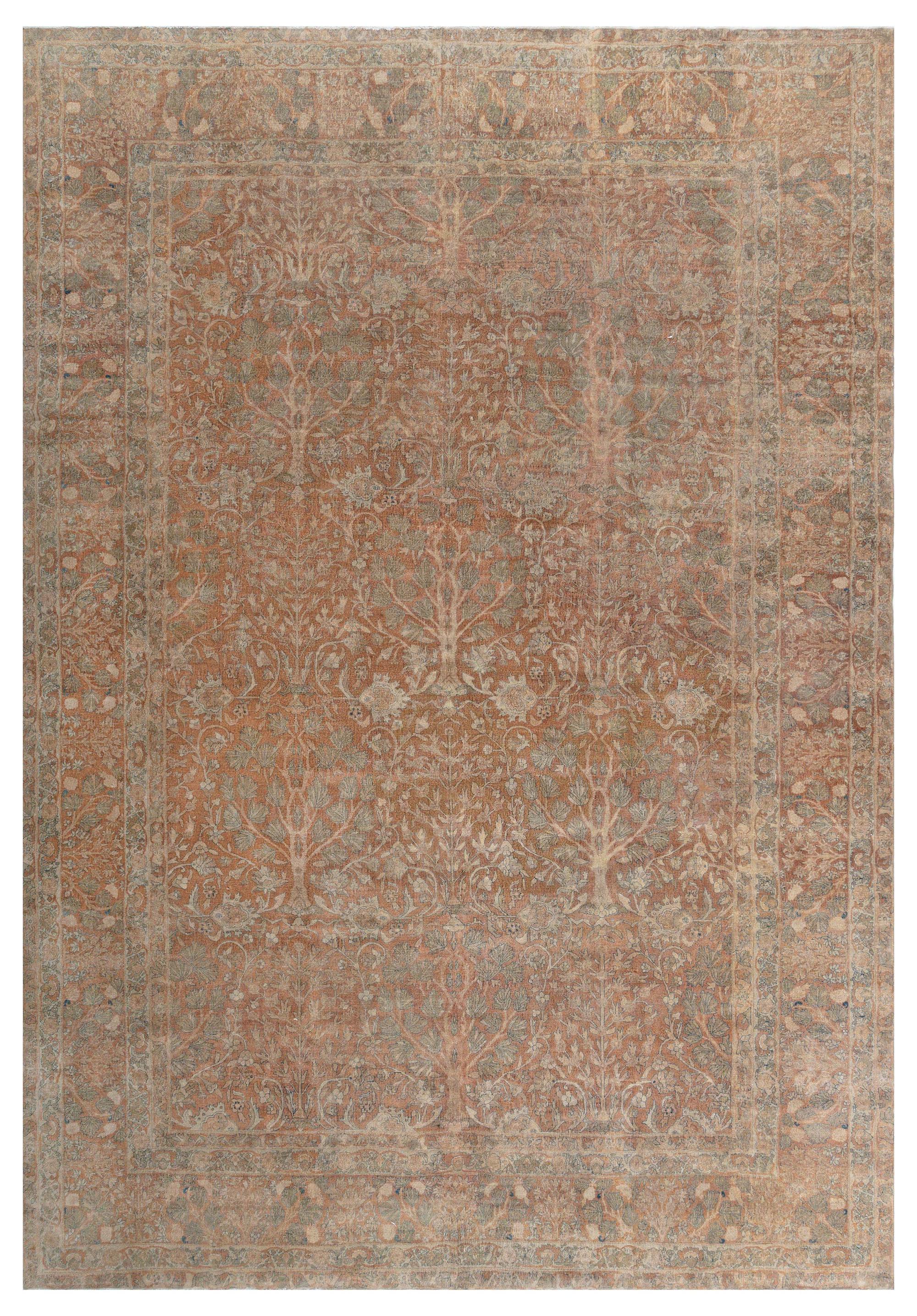 Antique Indian Brown Handmade Wool Rug For Sale