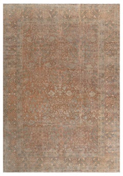 Tapis indien ancien en laine, fait à la main, de couleur Brown