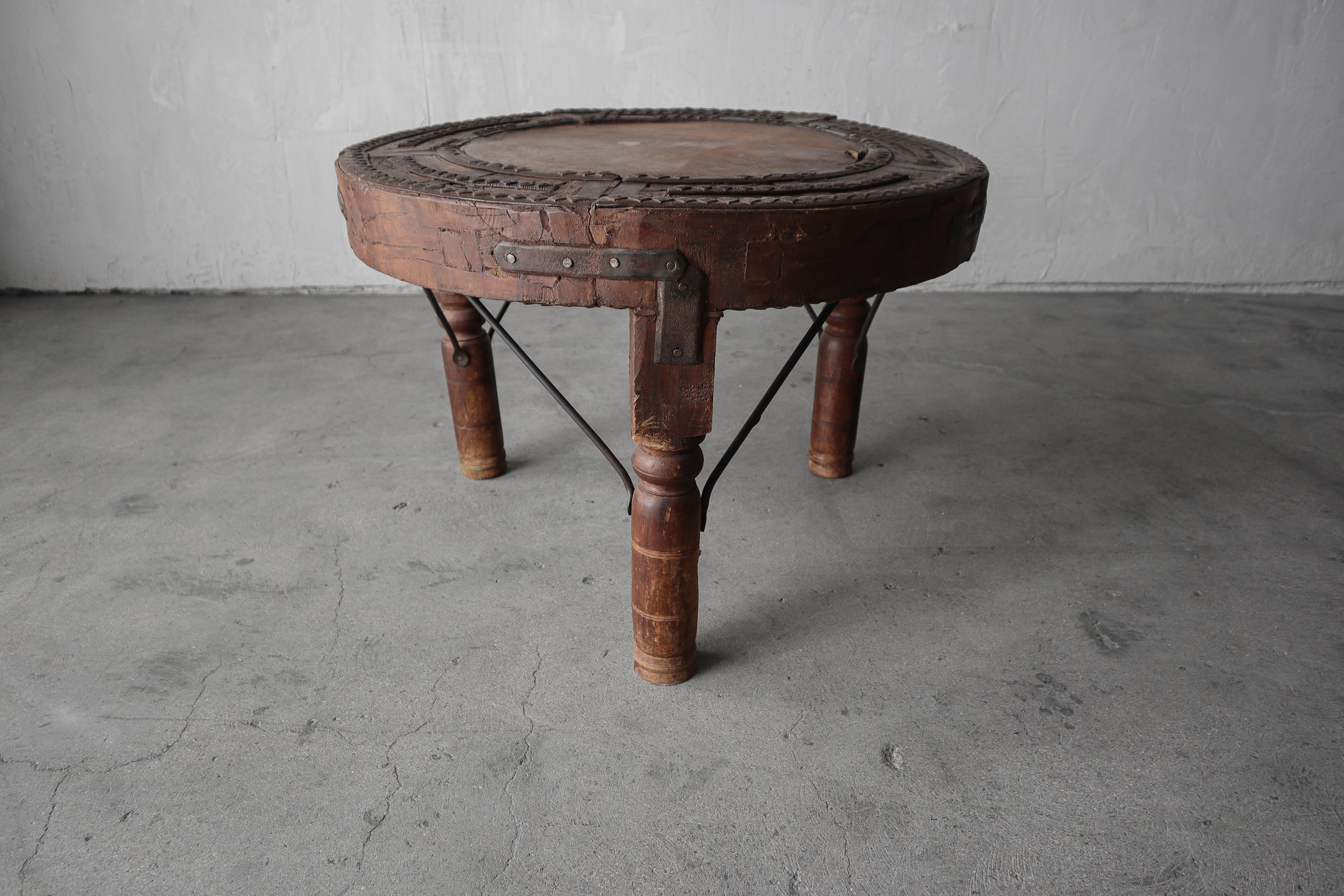 19th Century Antique Indian Bullock Cart Wheel Table For Sale