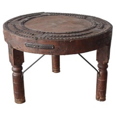 Ancienne table à roue de charrette indienne Bullocks
