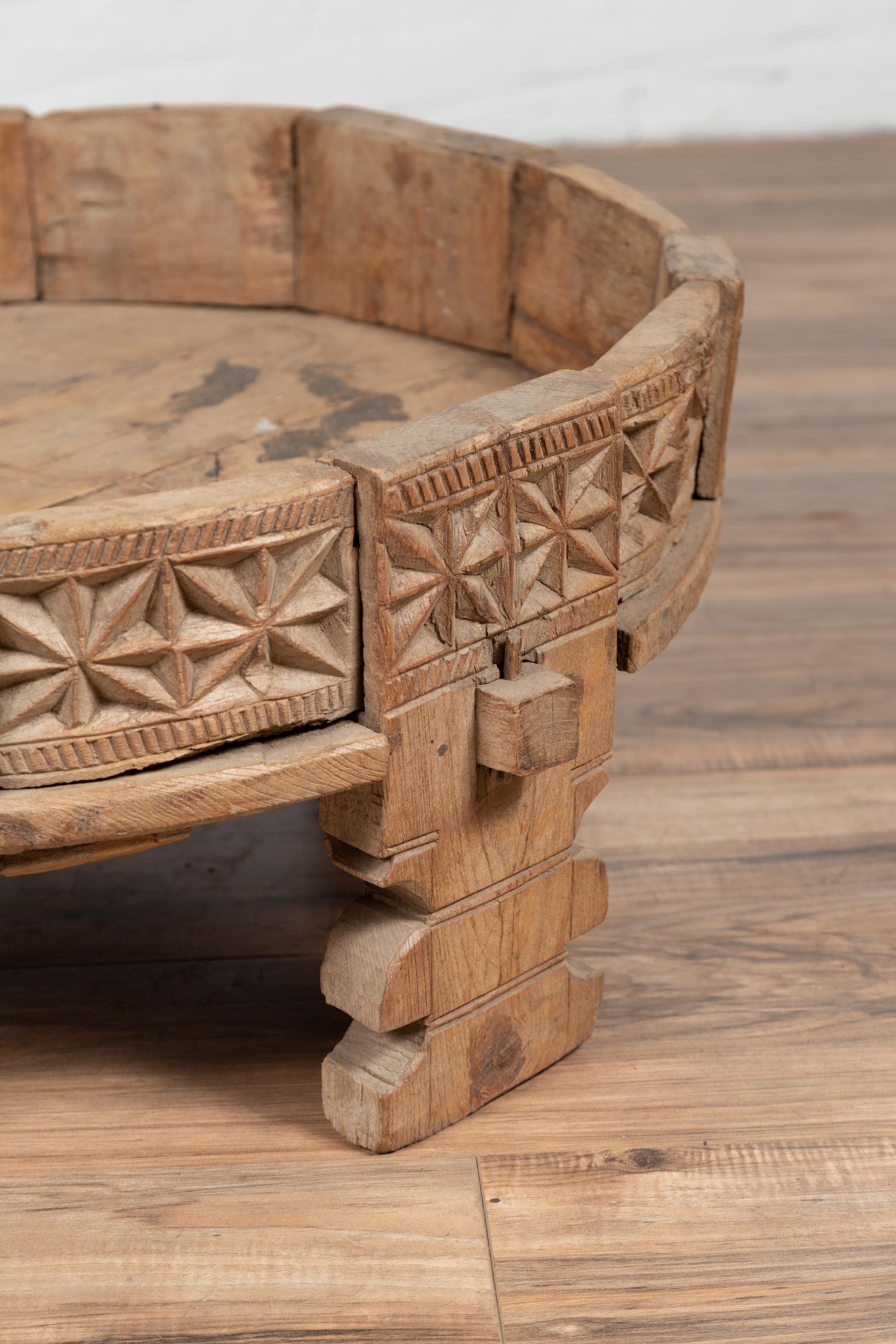 indian carved wood coffee table