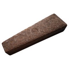 Antique Indian Carved Wooden Storage Box For Fans, 19th century