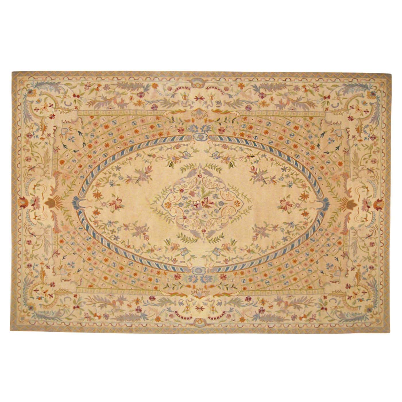 Antique Indian Chain Stitch Rug, in Room Size, with Medallion and ...