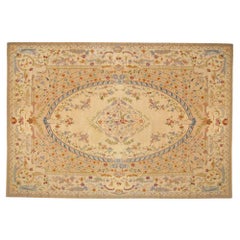 Antique Indian Chain Stitch Rug, in Room Size, with Medallion and Flowers