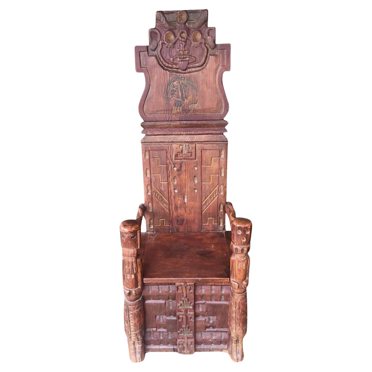 Antique Indian Chair With Kachina's