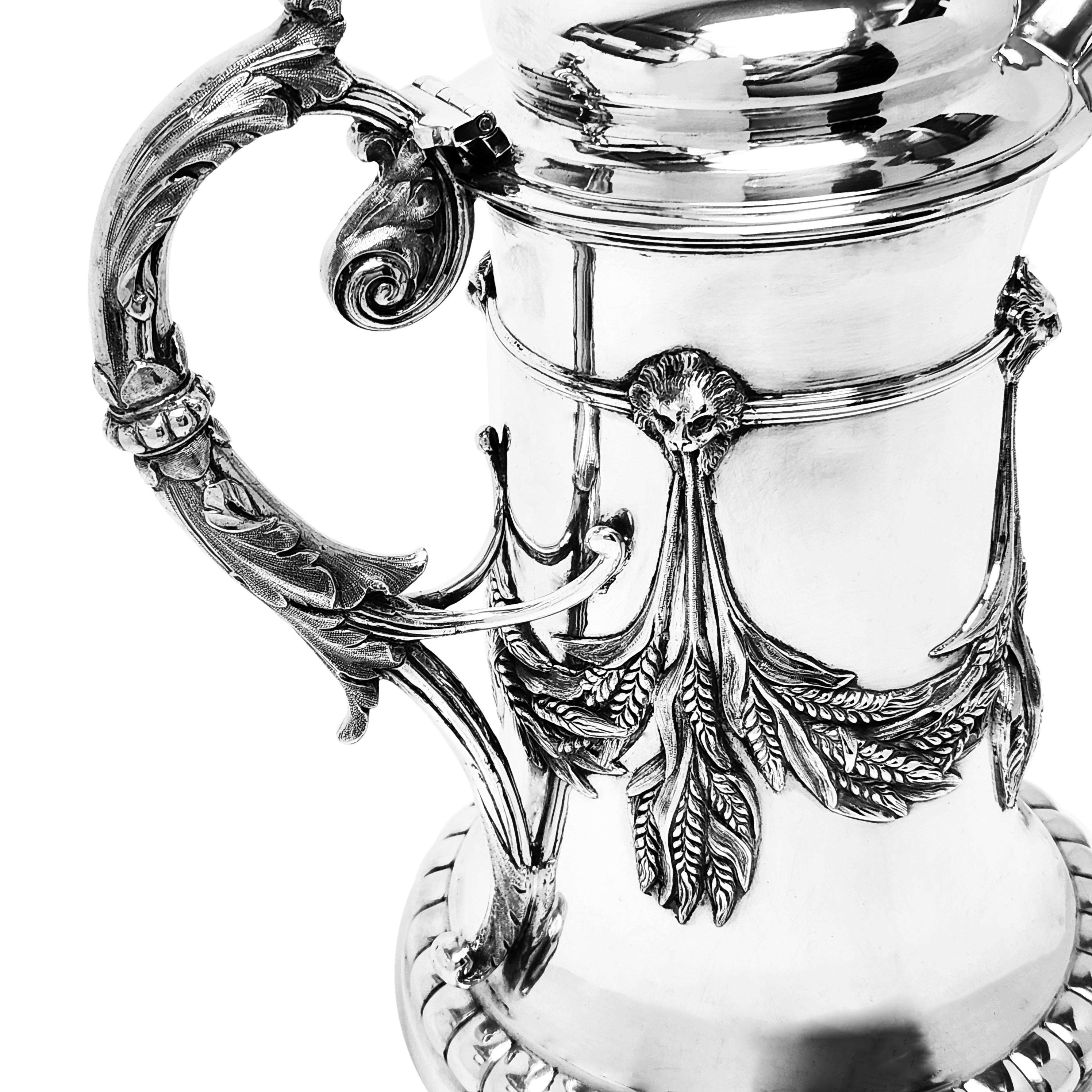 Antique Indian Colonial Silver Jug made in Calcutta, India in c. 1860 Beer Pimms For Sale 1