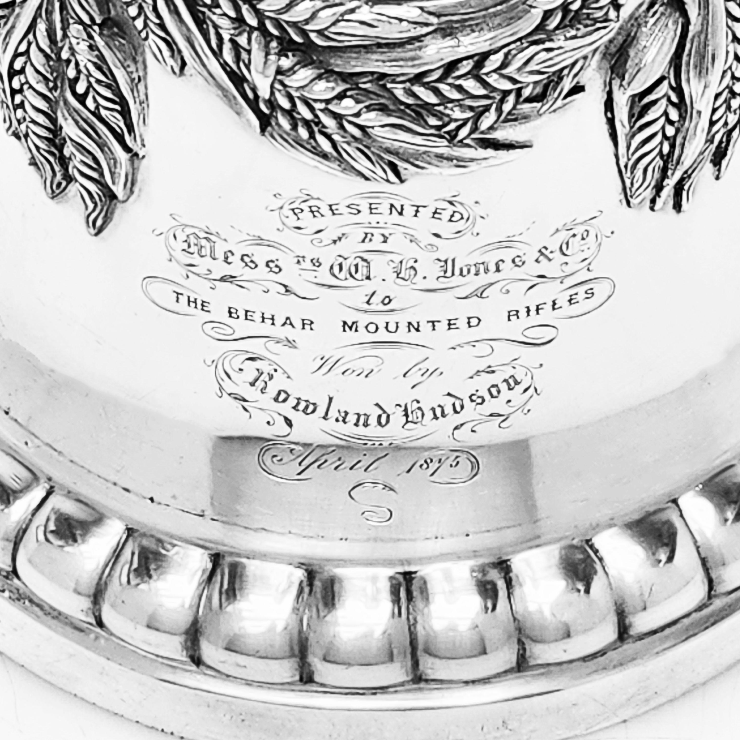 Antiker silberner indischer Kolonial-Bierkrug aus Kalkutta, Indien, um 1860, hergestellt in Kalkutta, Indien (Silber) im Angebot