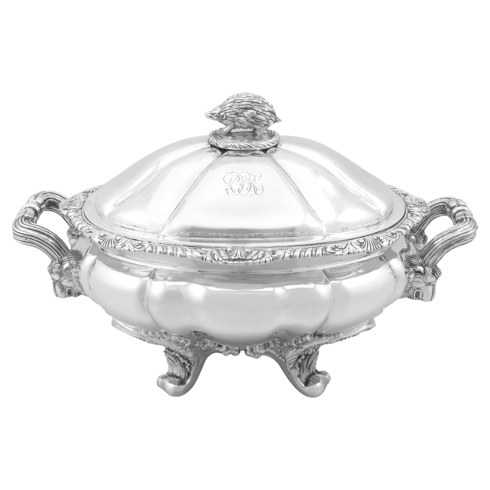 Antica zuppiera indiana coloniale in argento Circa 1830 in vendita