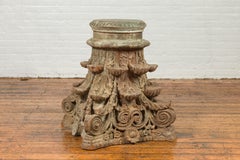 Antique Indian Corinthian Capital Carving with Distressed Patina