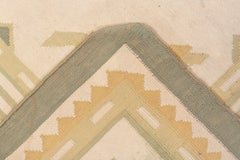 Antique Indian Cotton Dhurrie Rug, Allover Field, Green Accents