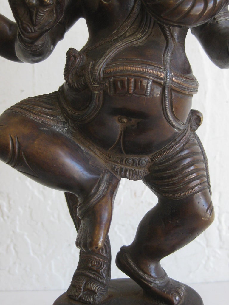 Antique Indian Dancing 4 Arm Lord Ganesha Ganesh India Bronze Statue