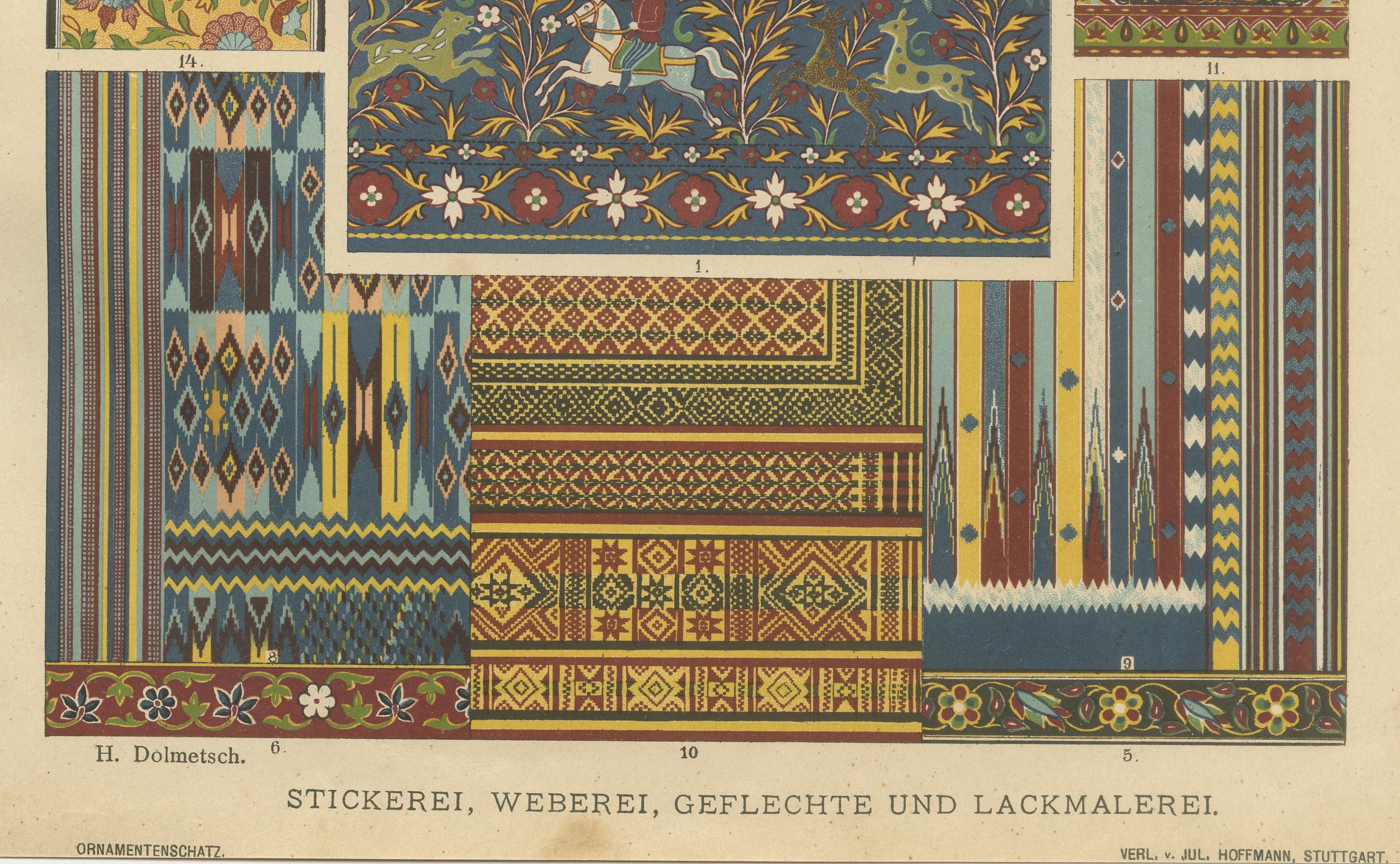 Antiguos Grabados de Arte Decorativo Indio: Metalistería y Motivos Textiles, 1887 Fines del siglo XIX en venta