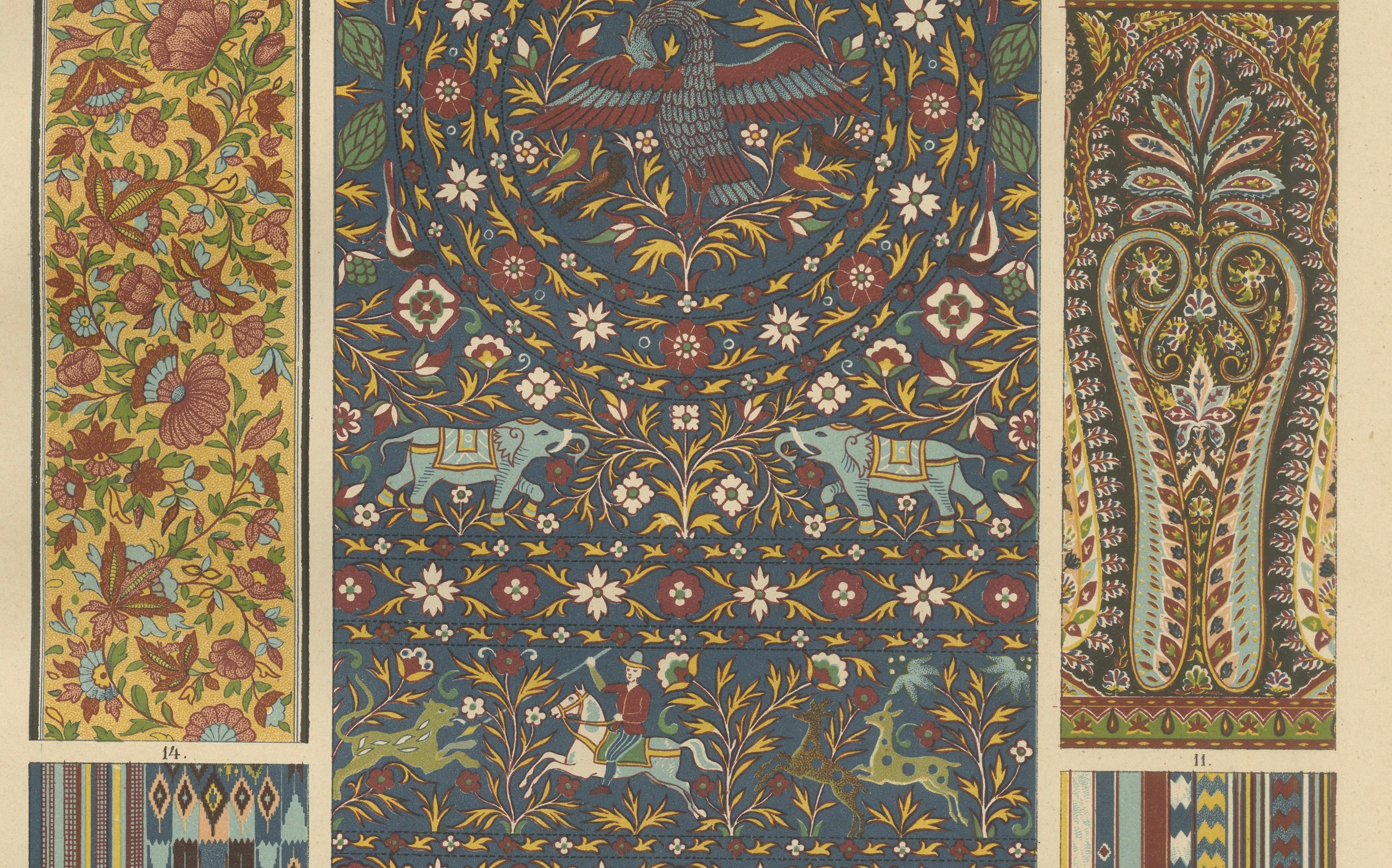 Antiguos Grabados de Arte Decorativo Indio: Metalistería y Motivos Textiles, 1887 Papel en venta