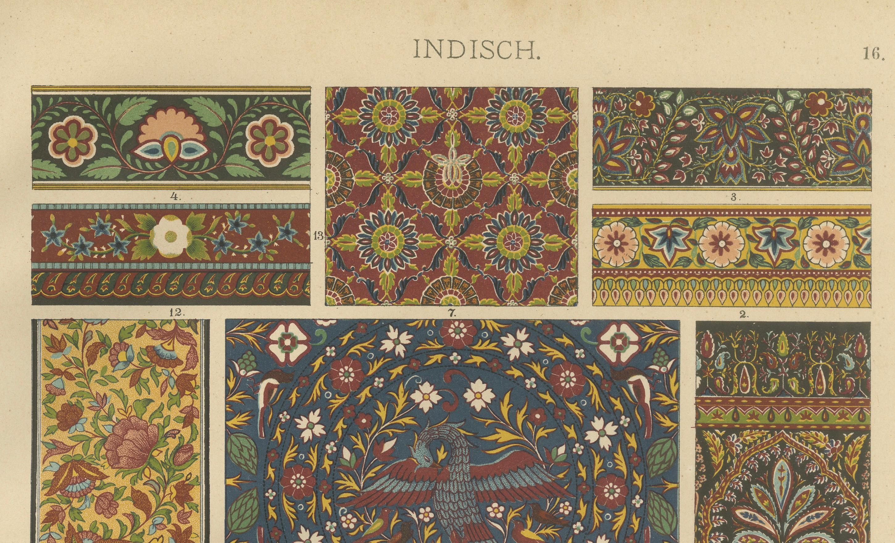 Antiguos Grabados de Arte Decorativo Indio: Metalistería y Motivos Textiles, 1887 en venta 1