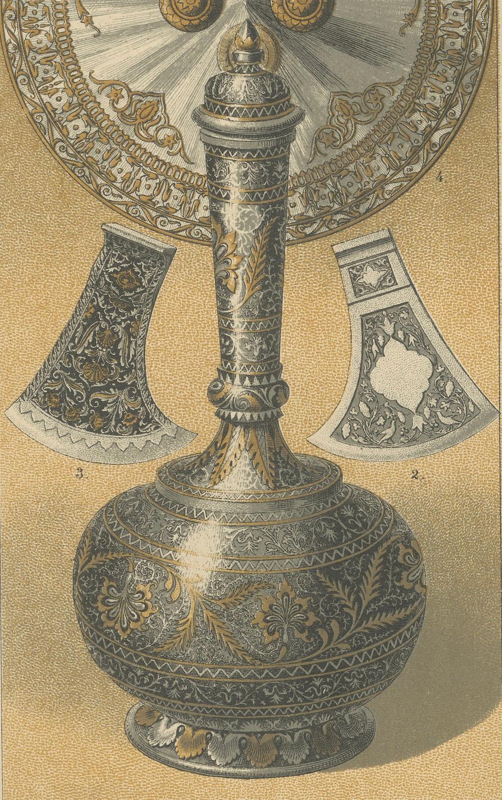 Antiguos Grabados de Arte Decorativo Indio: Metalistería y Motivos Textiles, 1887 en venta 3