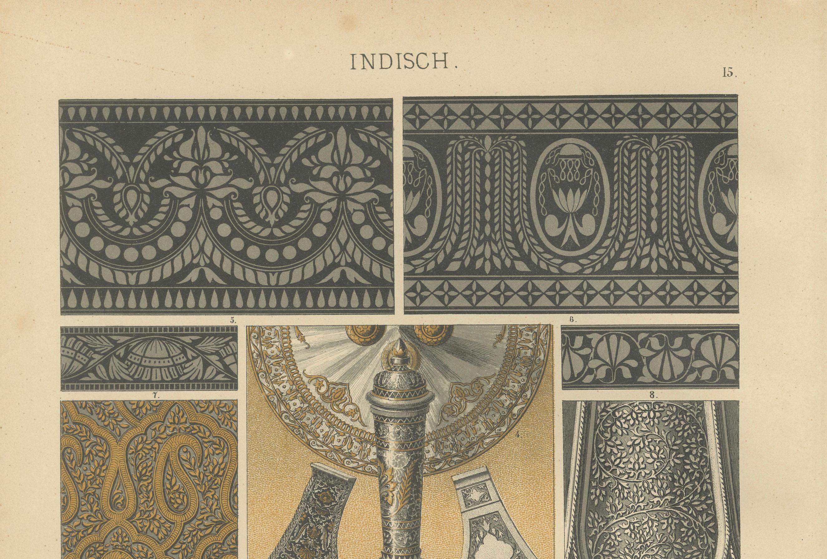 Antiguos Grabados de Arte Decorativo Indio: Metalistería y Motivos Textiles, 1887 en venta 4