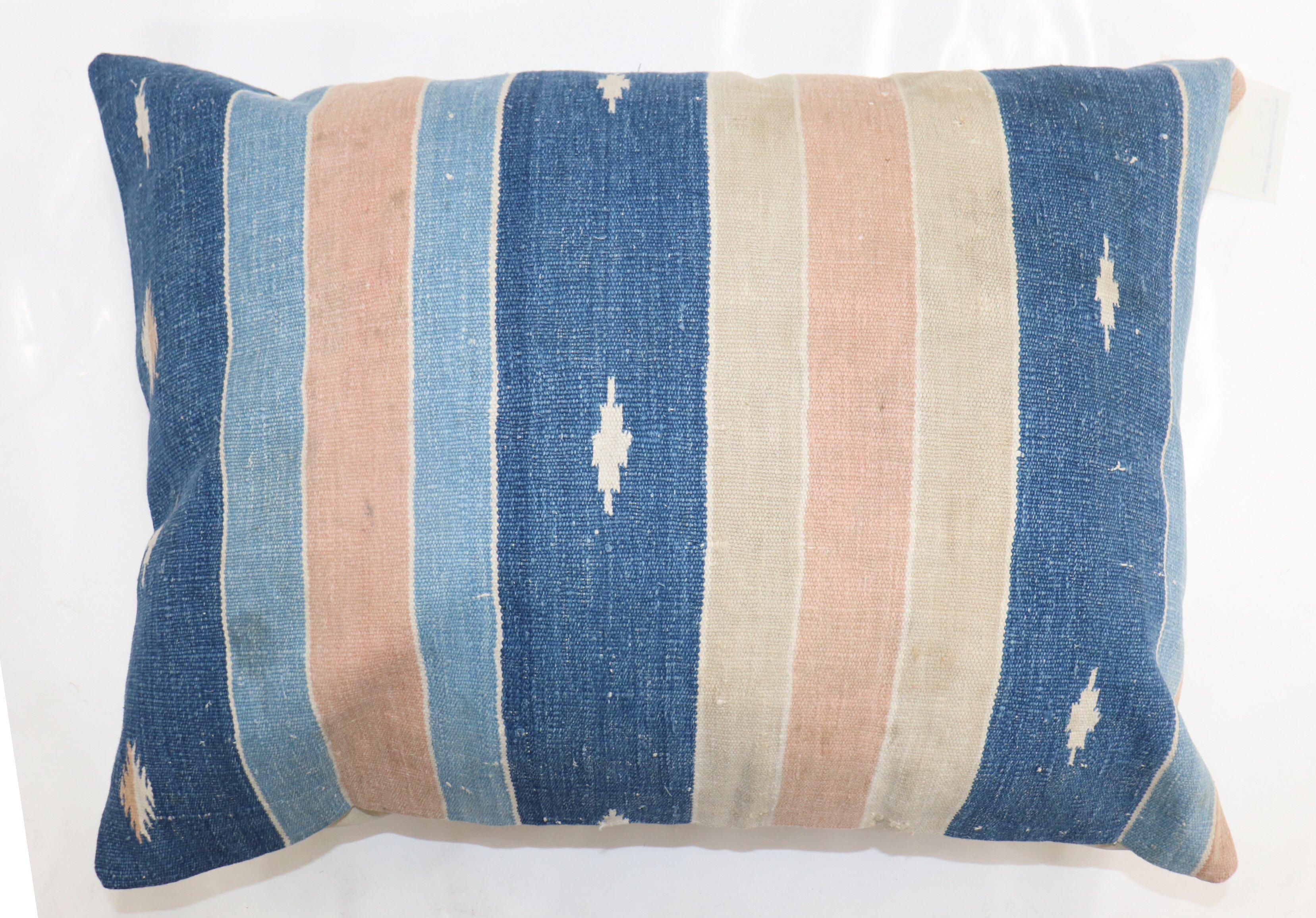 Pillow made from an early 20th Century Indian Jail Dhurrie Flat-woven Rug

Measures: 1'5''x 2'.