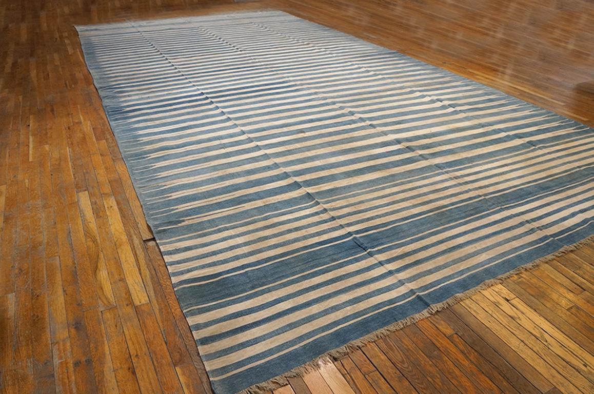 blue and white dhurrie rug