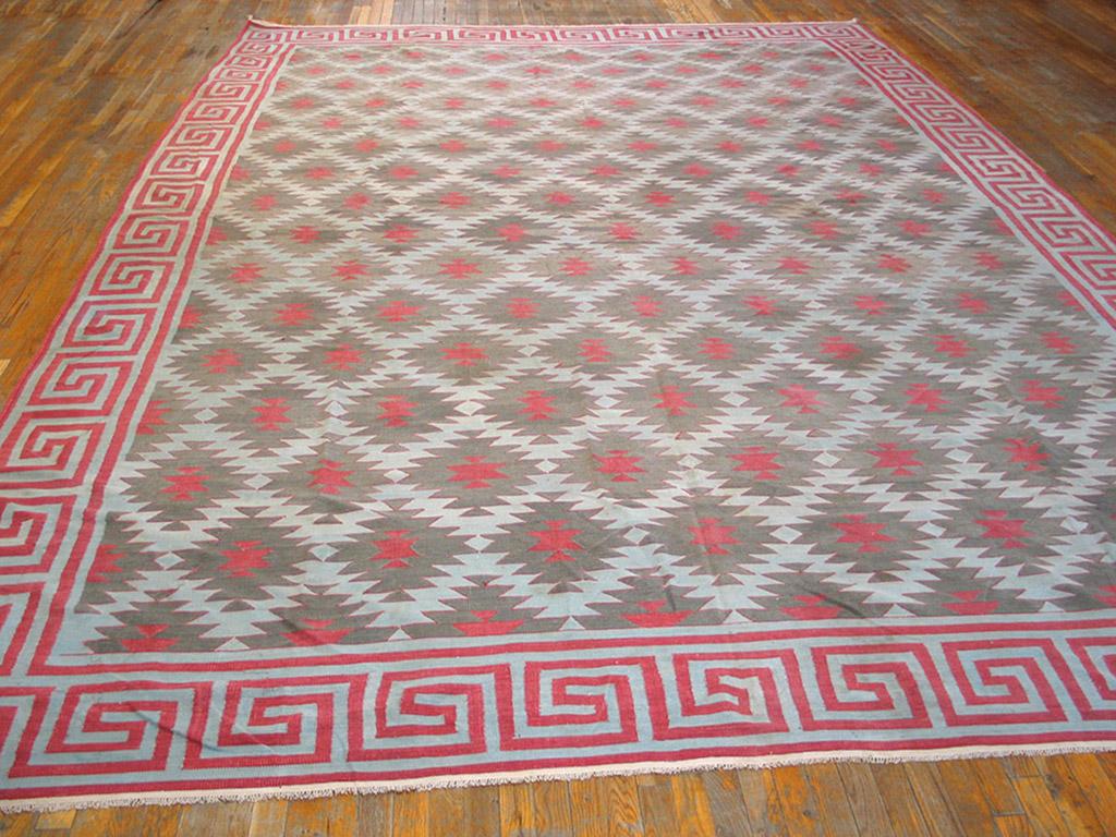 1920s Indian Cotton Dhurrie Carpet ( 11' 3