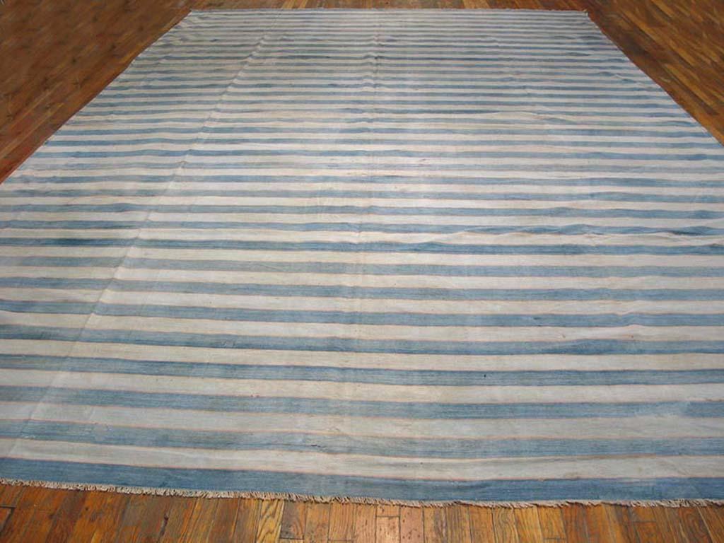 1930er Jahre Indischer Dhurrie-Teppich aus Baumwolle ( 12' x 18' 6