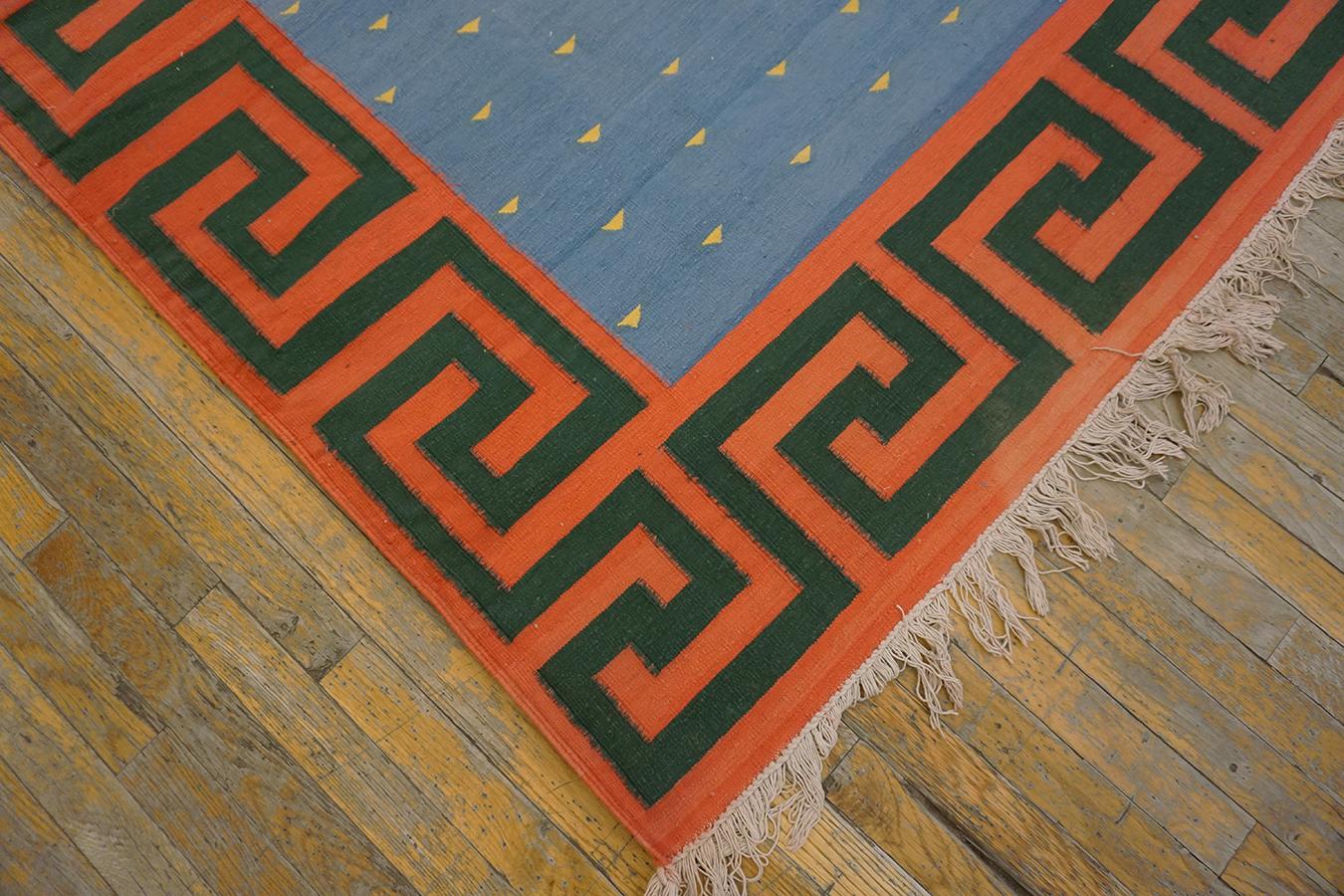 Indischer Dhurrie-Teppich aus Baumwolle des frühen 20. Jahrhunderts ( 12''9 - 15'' - 388 x 457)  (Handgewebt) im Angebot