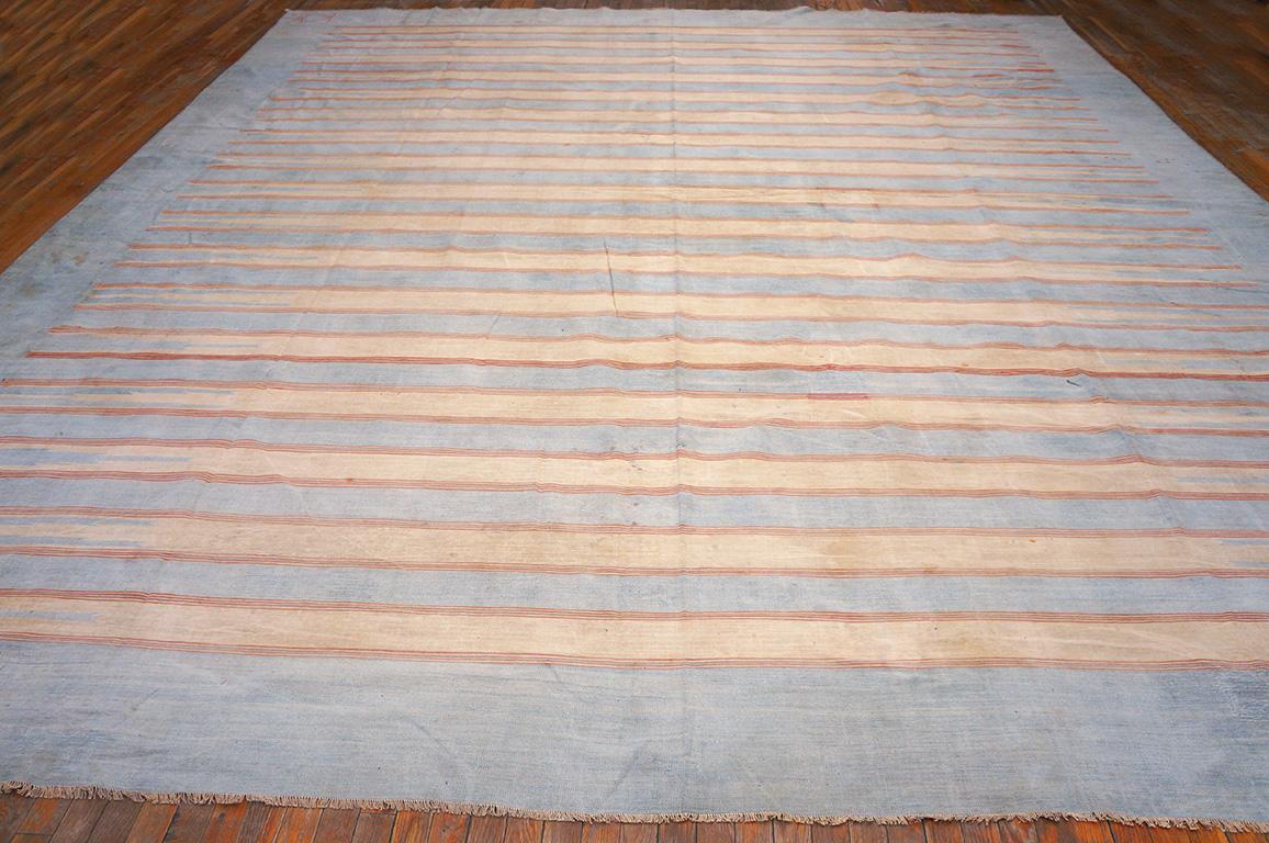 Indischer Dhurrie-Teppich aus Baumwolle des frühen 20. Jahrhunderts ( 13'4