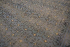 1920s Blue Geometric Antique India Cotton Dhurrie Carpet 16'x23'6" Flatweave Rug