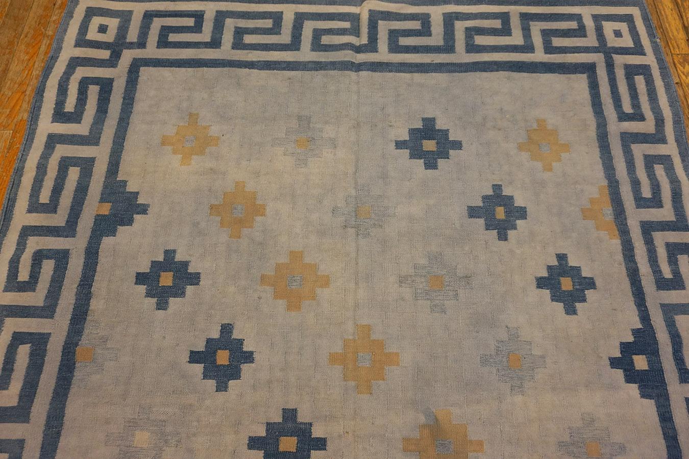 Mid-20th Century Antique Indian Dhurrie Rug 4'9