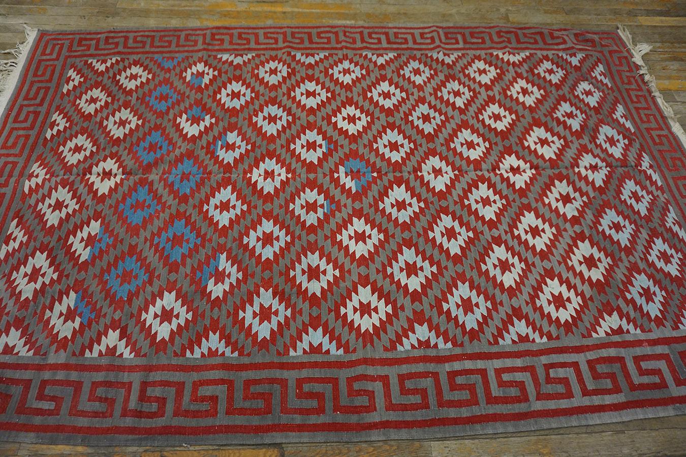 Hand-Woven Antique Indian Dhurrie Rug 5'0