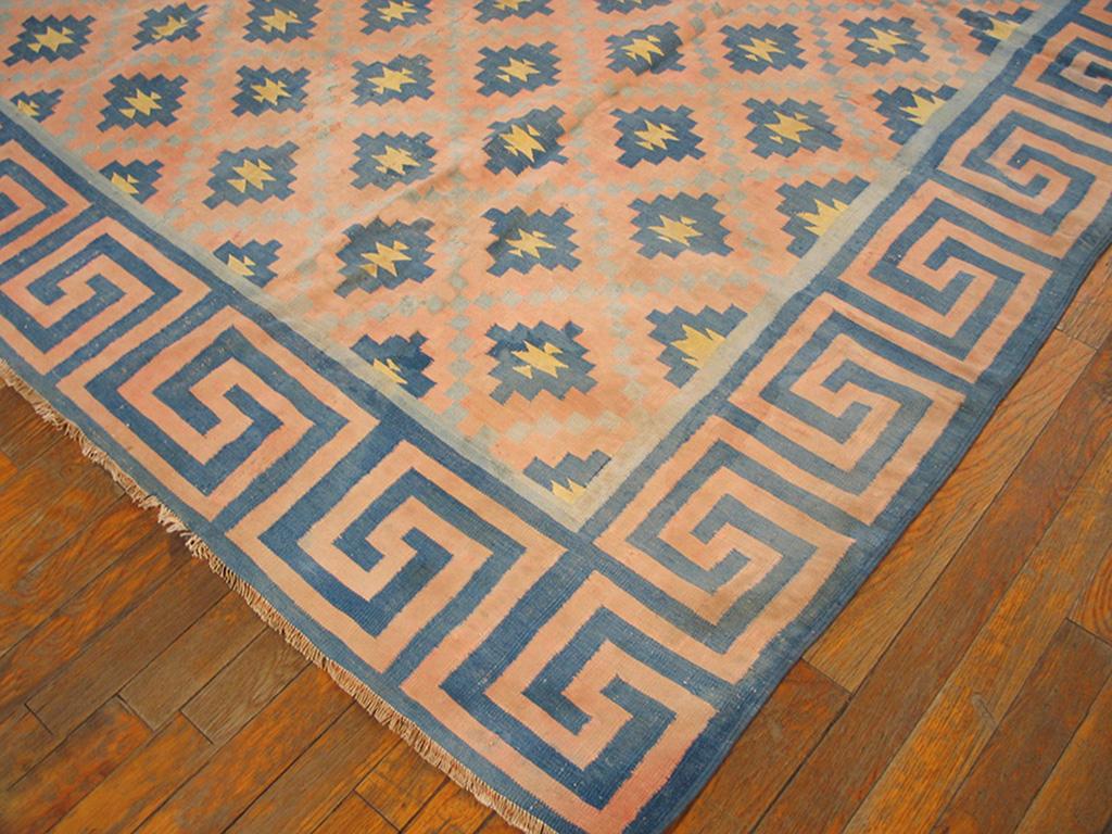 Hand-Woven 1930s Indian Cotton Dhurrie Carpet ( 6' x 8' 6