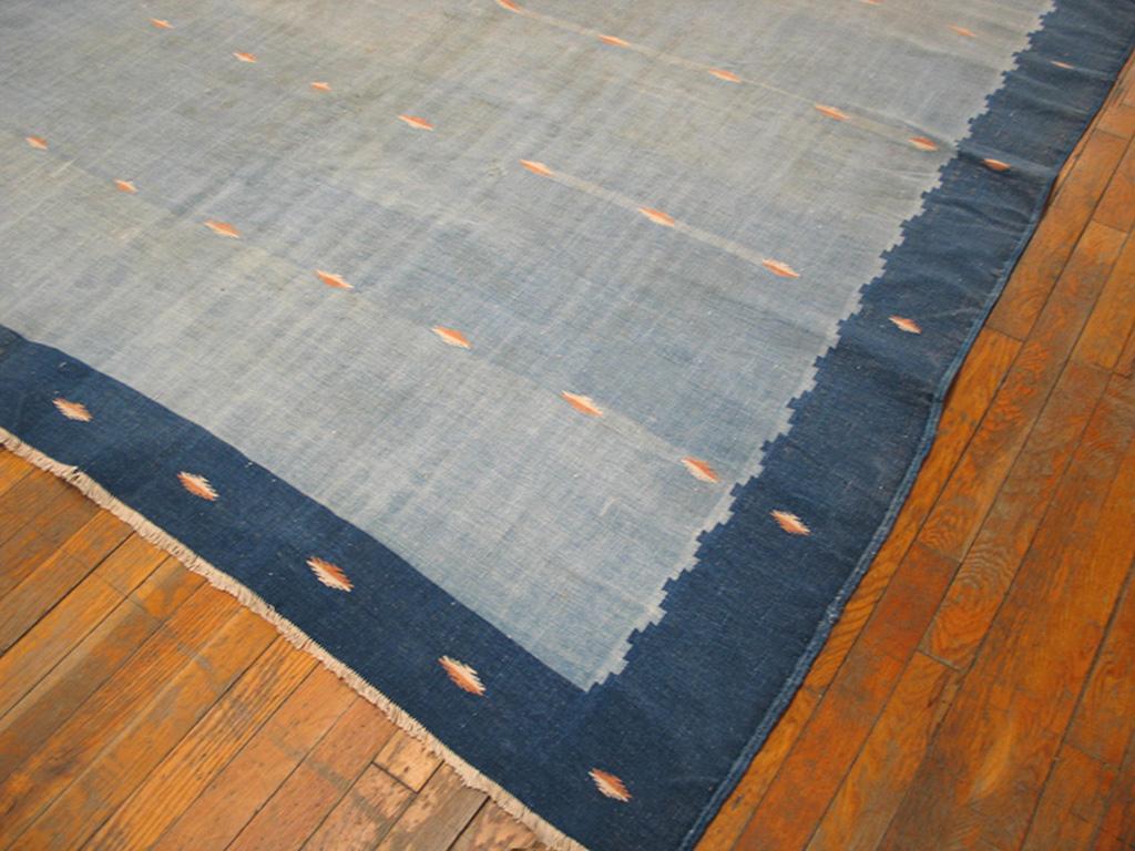Hand-Woven Mid 20th Century Indian Cotton Dhurrie Carpet ( 7' x 14'6