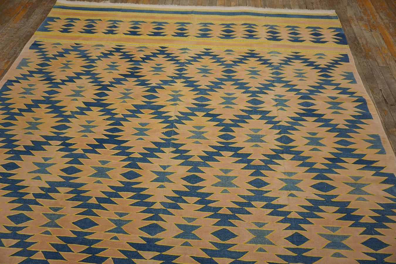 1930er Jahre Indischer Dhurrie-Teppich aus Baumwolle ( 7'2
