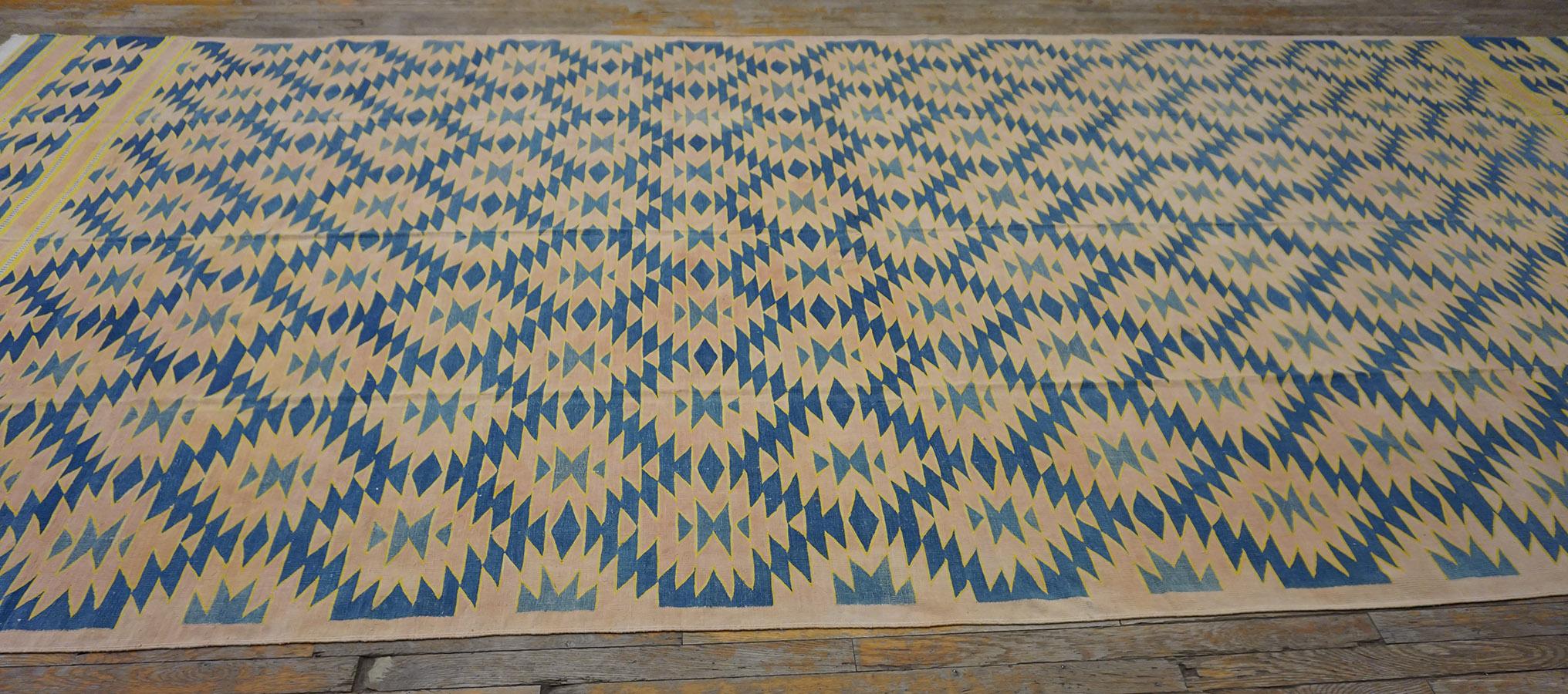 Mid-20th Century 1930s Indian Cotton Dhurrie Carpet ( 7'2