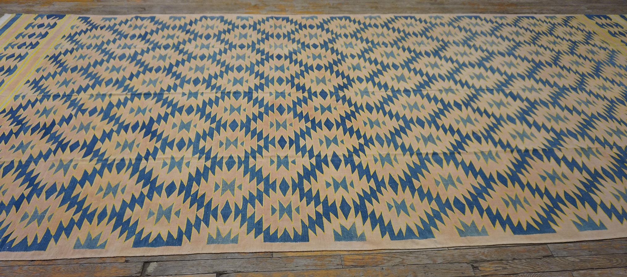 Tappeto Dhurrie in cotone indiano degli anni '30 ( 7'2