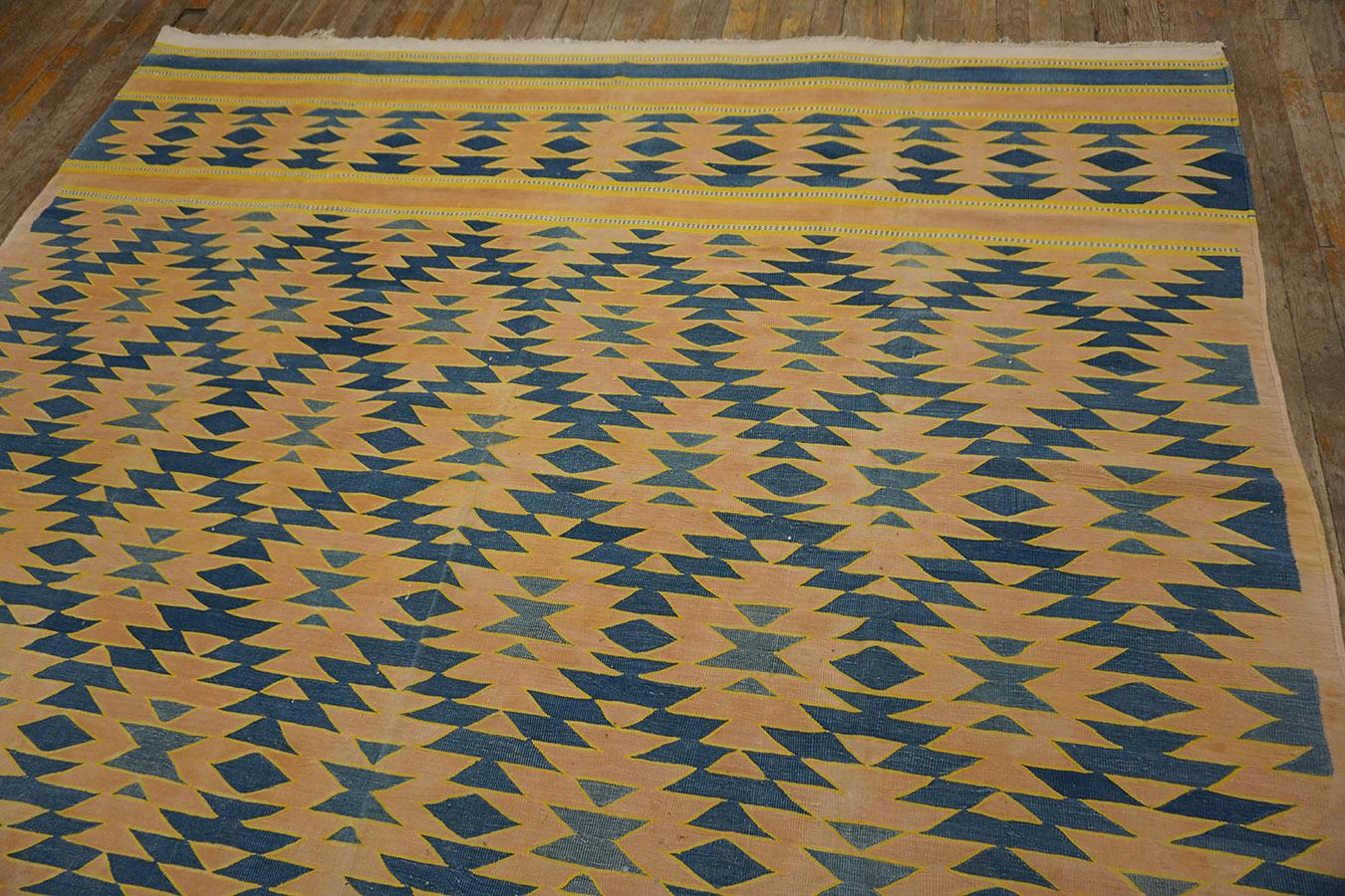 Tappeto Dhurrie in cotone indiano degli anni '30 ( 7'2