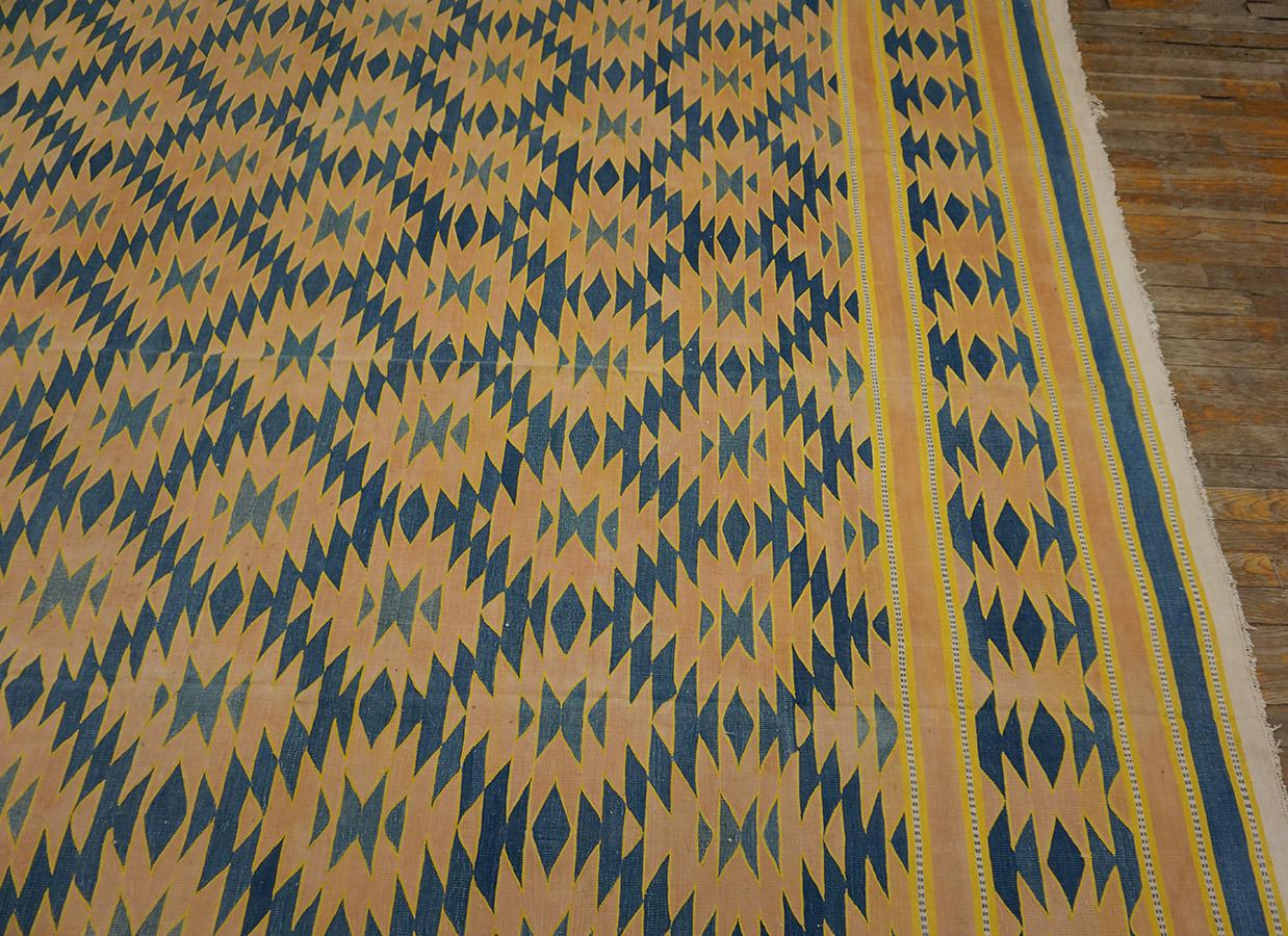 1930s Indian Cotton Dhurrie Carpet ( 7'2