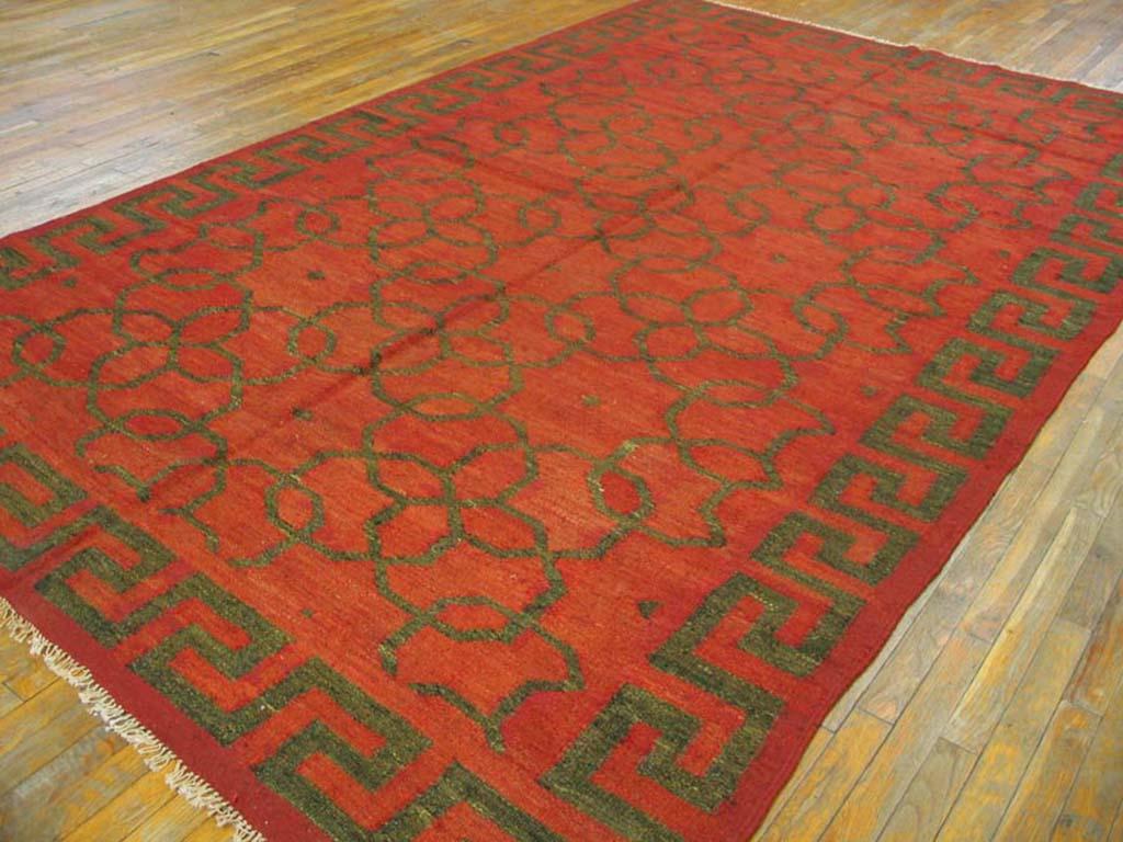 Mid-20th Century Early 20th Century Indian Woolen Dhurrie Carpet ( 7'3