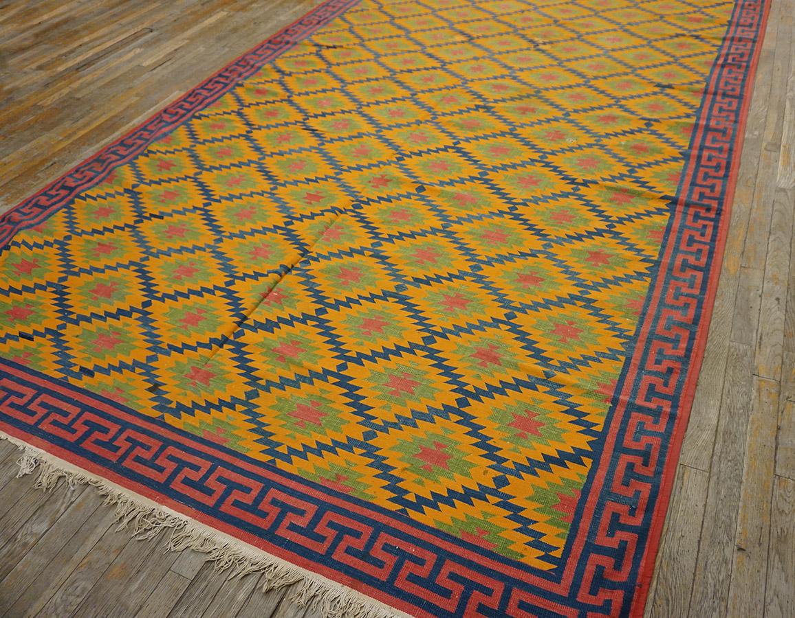 Antiker indischer Dhurrie-Teppich, Größe: 7'6