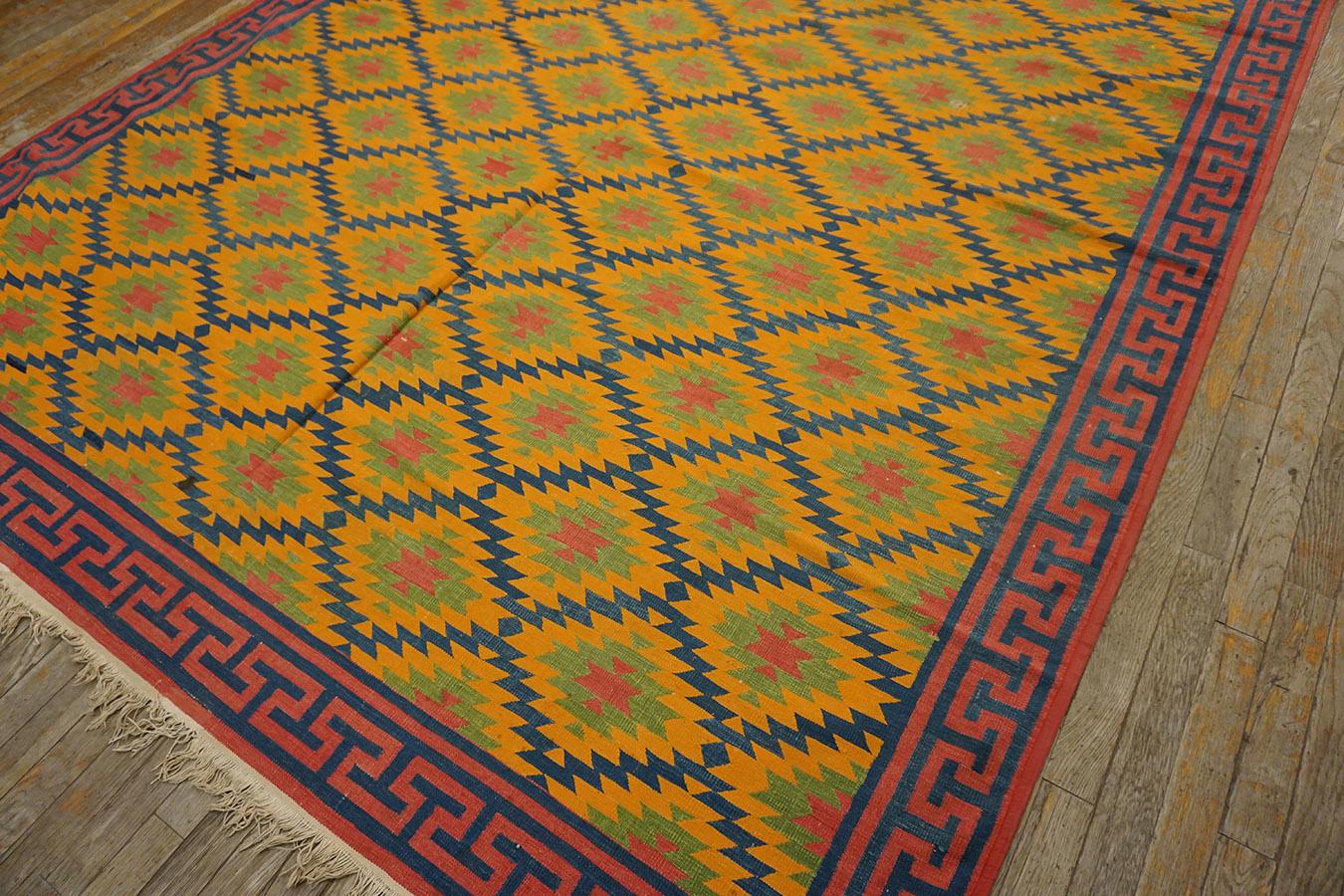 Hand-Woven Antique Indian Dhurrie Rug 7'6