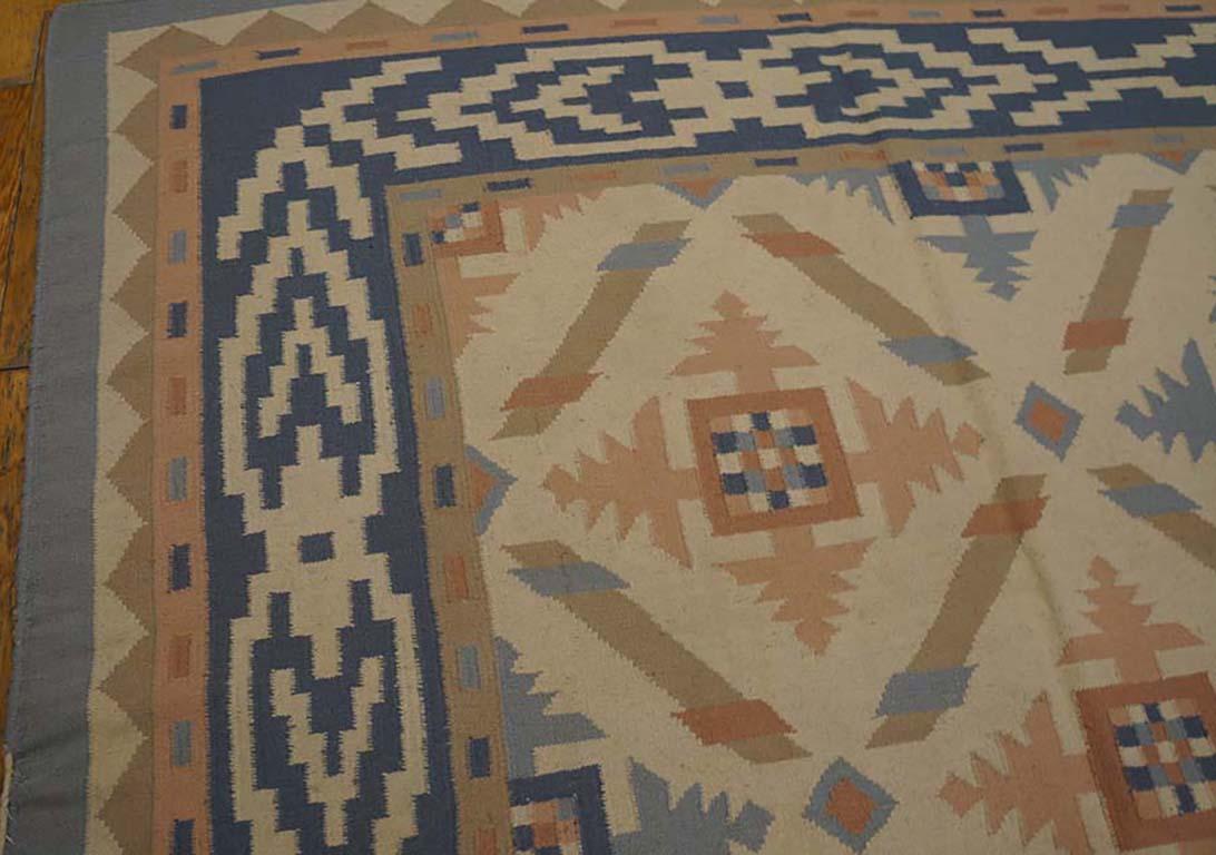 Vintage 1970s Wool Indian Dhurrie Carpet ( 8'8