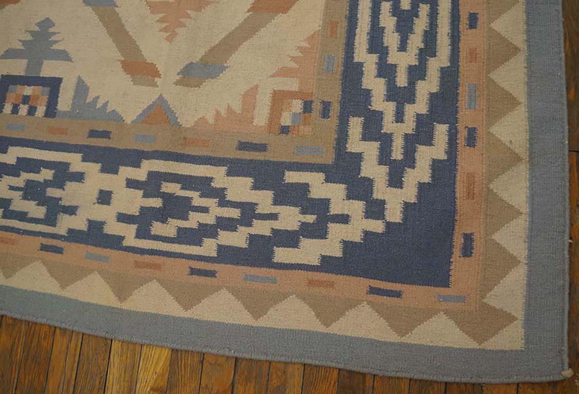 Vintage 1970s Wool Indian Dhurrie Carpet ( 8'8