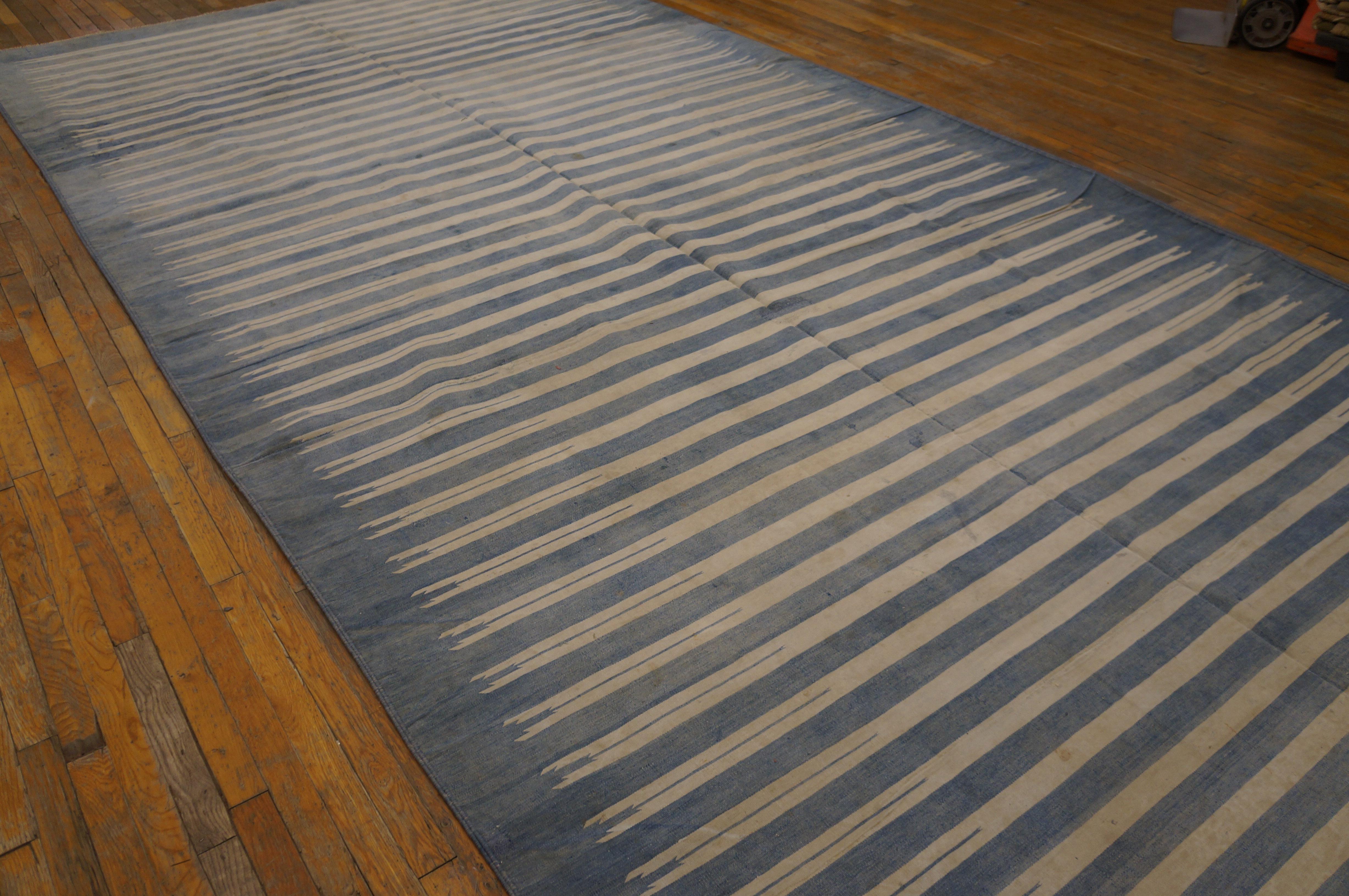 1930er Jahre Indischer Dhurrie-Teppich aus Baumwolle ( 8' x 16'4