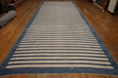 Elegant Blue and Ivory Color with Symmetric Design Antique Indian Dhurrie Rug