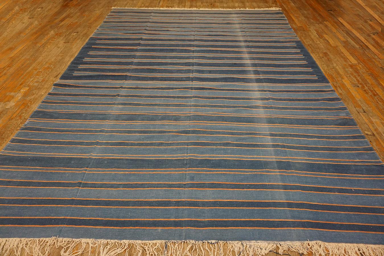 Hand-Woven Early 20th Century Indian Cotton Dhurrie Carpet ( 8'2