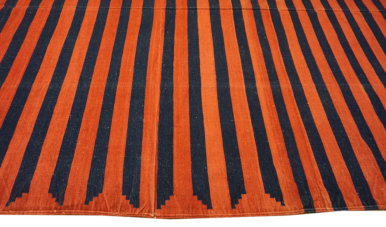 Indischer Dhurrie-Teppich aus Baumwolle des frühen 20. Jahrhunderts ( 9'6