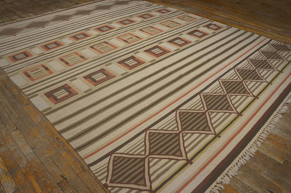 Indischer Dhurrie-Teppich aus der Mitte des 20. Jahrhunderts ( 9' x 11'8