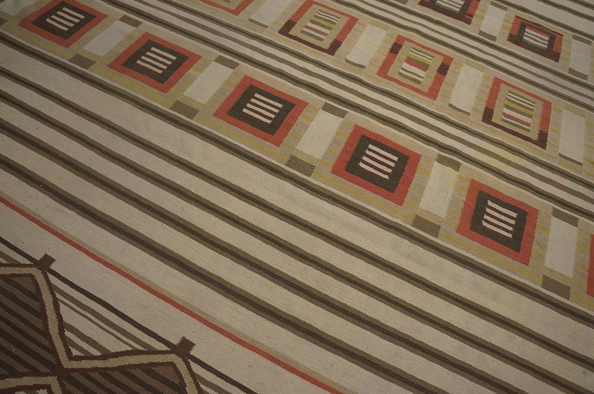 Indischer Dhurrie-Teppich aus der Mitte des 20. Jahrhunderts ( 9' x 11'8