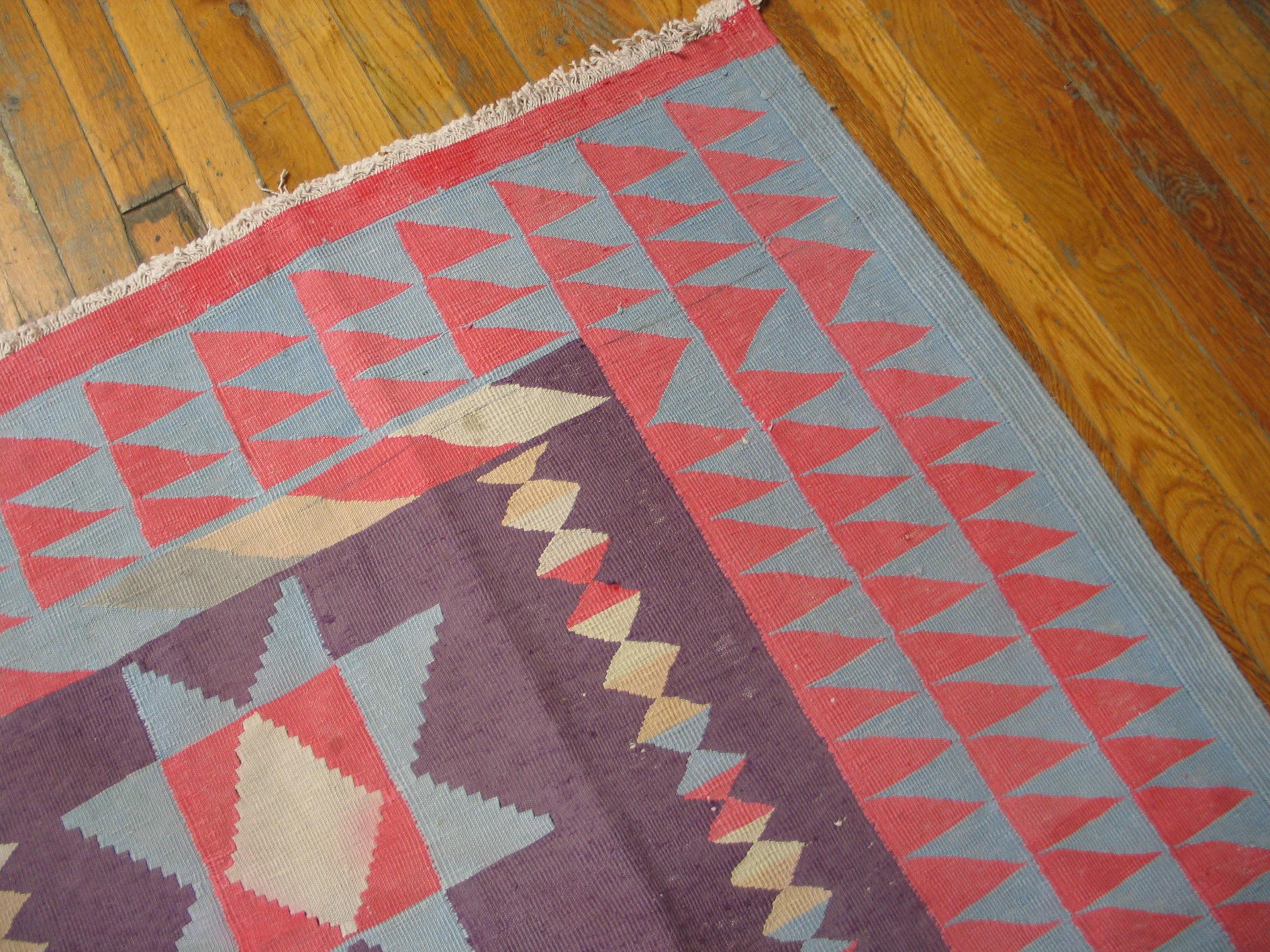 Mid 20th Century Indian Cotton Dhurrie Carpet ( 9'7